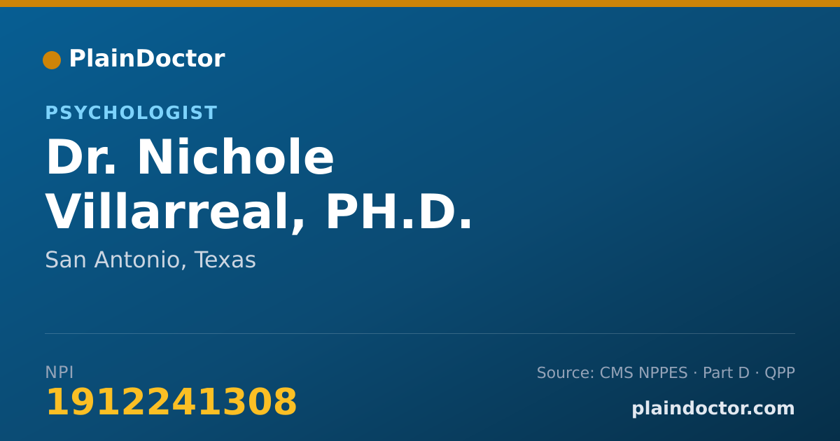 Shareable card for Nichole Villarreal, PH.D. - Psychologist, San Antonio, TX