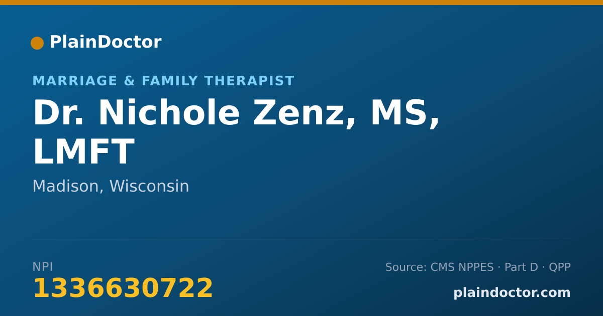 Shareable card for Nichole Zenz, MS, LMFT - Marriage & Family Therapist, Madison, WI