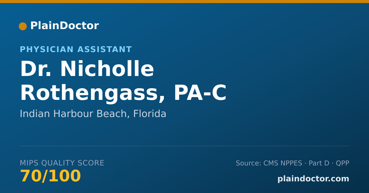 Shareable card for Nicholle Rothengass, PA-C - Physician Assistant, Indian Harbour Beach, FL