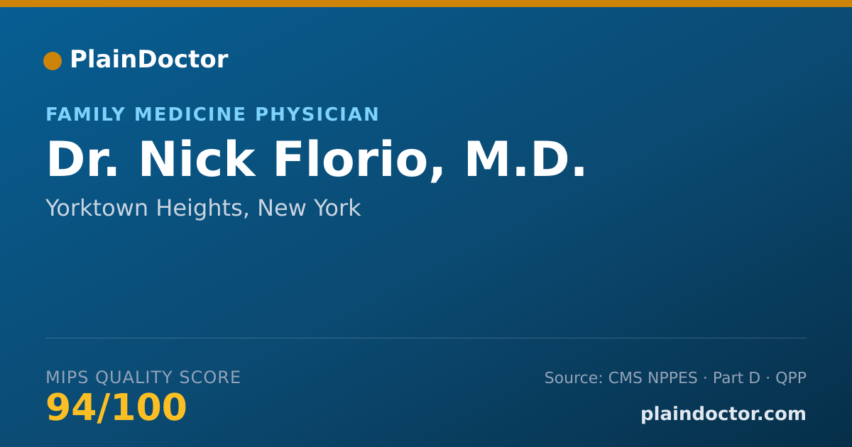 Shareable card for Nick Florio, M.D. - Family Medicine Physician, Yorktown Heights, NY