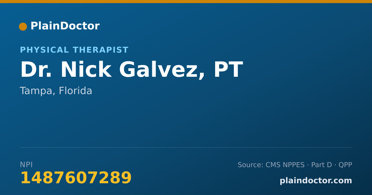 Shareable card for Nick Galvez, PT - Physical Therapist, Tampa, FL