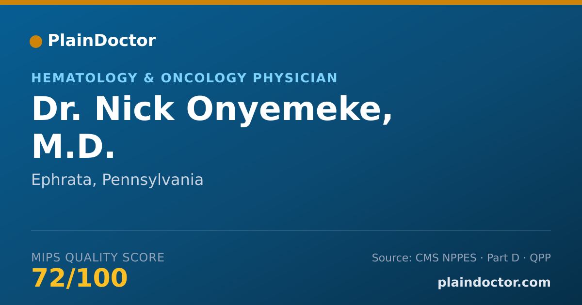 Shareable card for Nick Onyemeke, M.D. - Hematology & Oncology Physician, Ephrata, PA