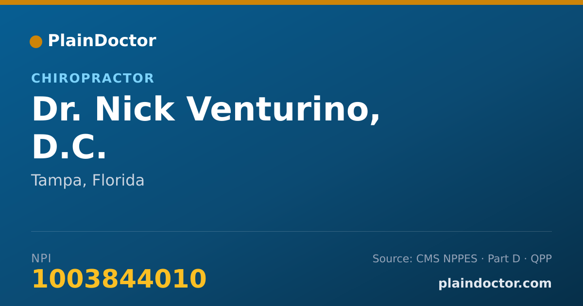 Shareable card for Nick Venturino, D.C. - Chiropractor, Tampa, FL