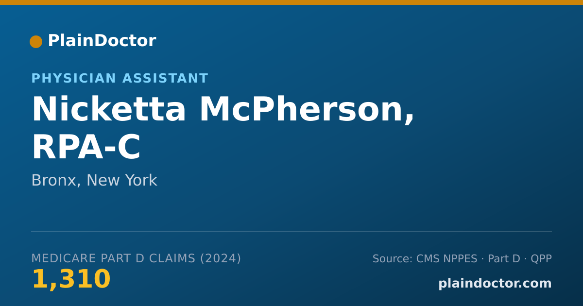 Shareable card for Nicketta McPherson, RPA-C - Physician Assistant, Bronx, NY