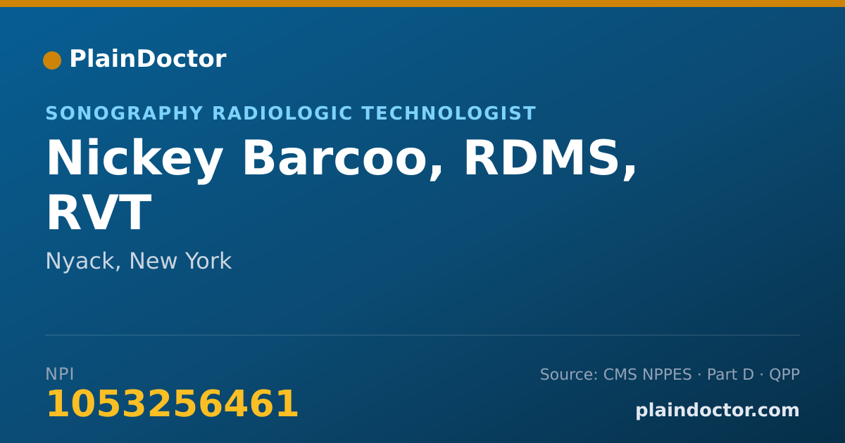 Shareable card for Nickey Barcoo, RDMS, RVT - Vascular Sonography Radiologic Technologist, Nyack, NY