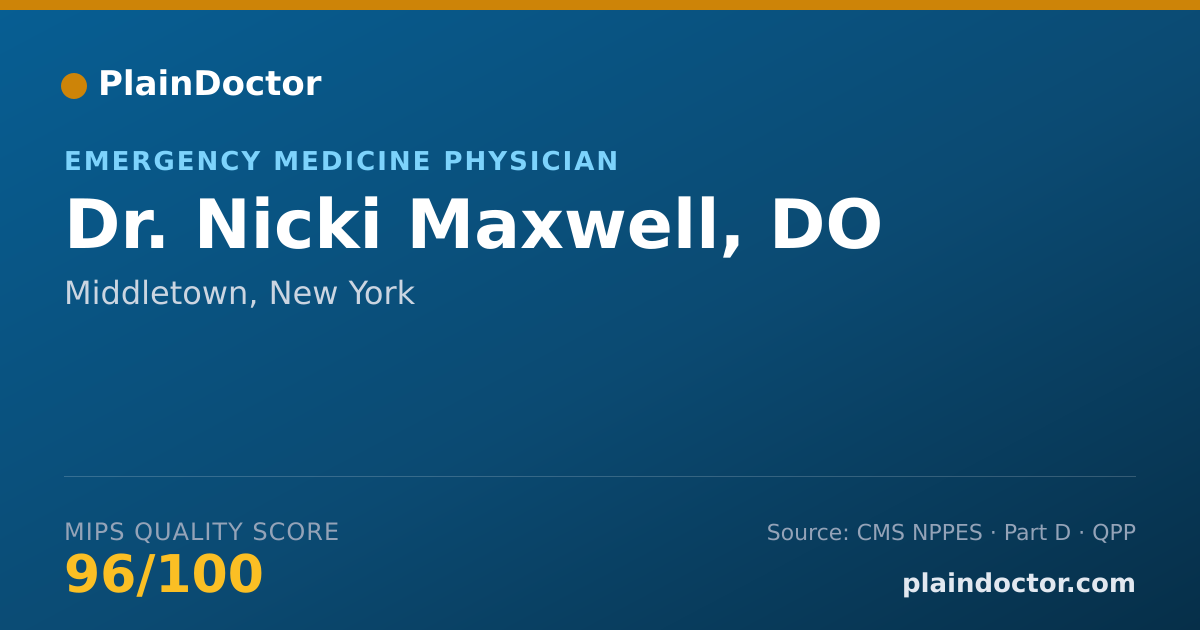 Shareable card for Nicki Maxwell, DO - Emergency Medicine Physician, Middletown, NY