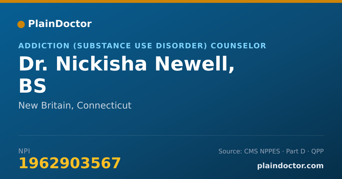 Shareable card for Nickisha Newell, BS - Addiction (Substance Use Disorder) Counselor, New Britain, CT
