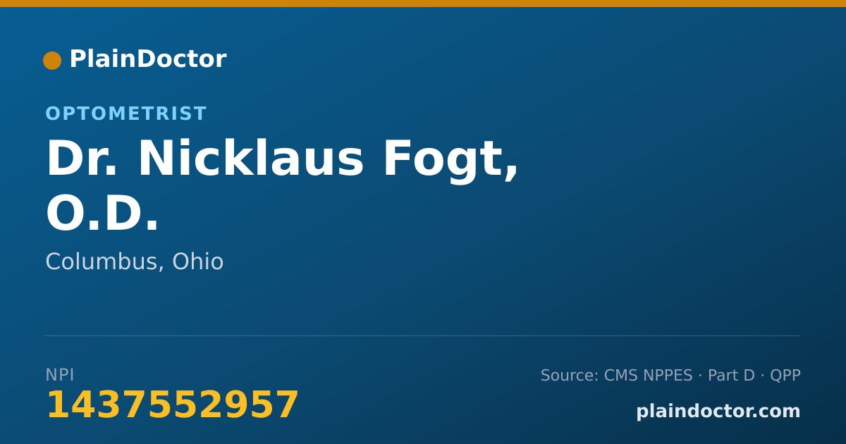 Shareable card for Nicklaus Fogt, O.D. - Optometrist, Columbus, OH