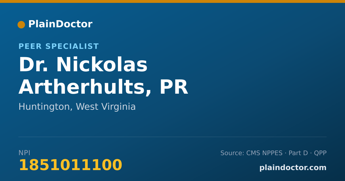 Shareable card for Nickolas Artherhults, PR - Peer Specialist, Huntington, WV