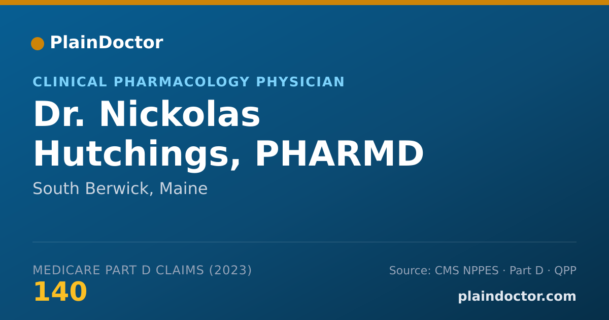 Shareable card for Nickolas Hutchings, PHARMD - Clinical Pharmacology Physician, South Berwick, ME