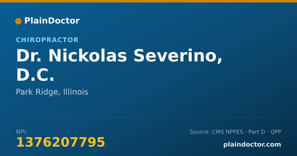 Shareable card for Nickolas Severino, D.C. - Chiropractor, Park Ridge, IL