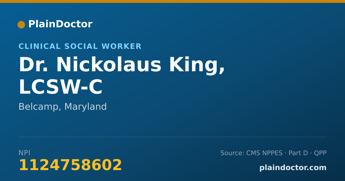 Shareable card for Nickolaus King, LCSW-C - Clinical Social Worker, Belcamp, MD