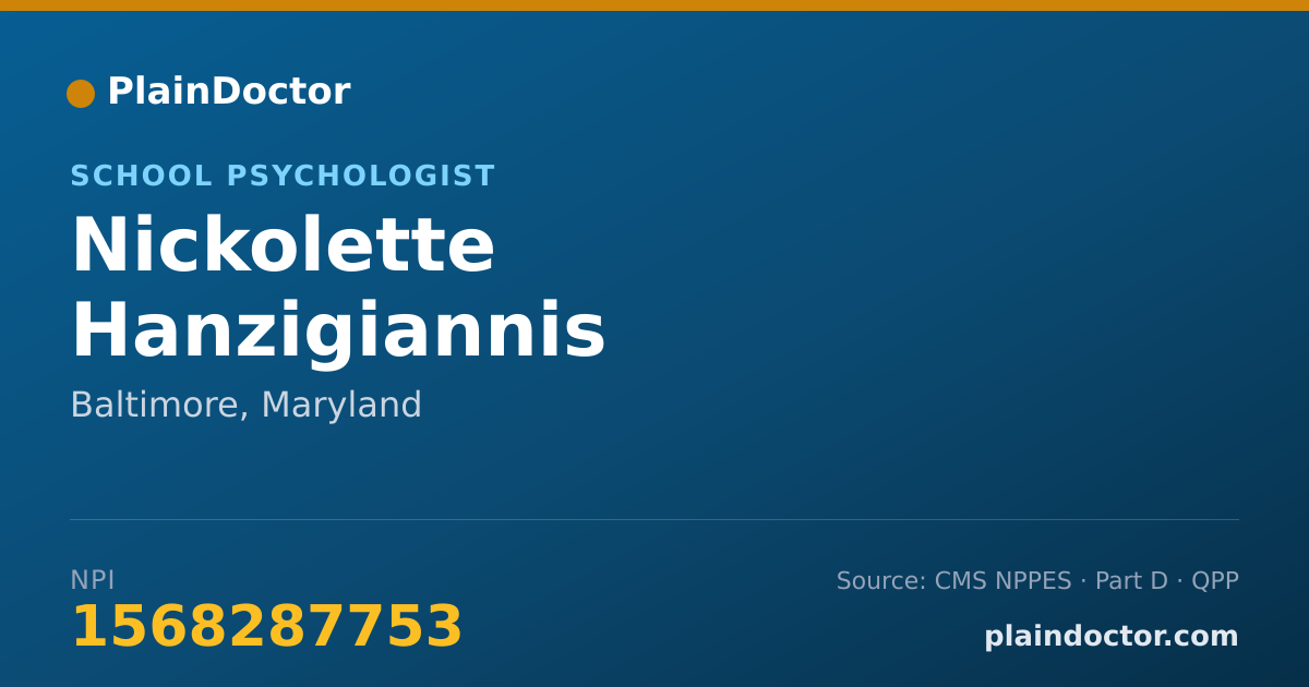 Shareable card for Nickolette Hanzigiannis - School Psychologist, Baltimore, MD