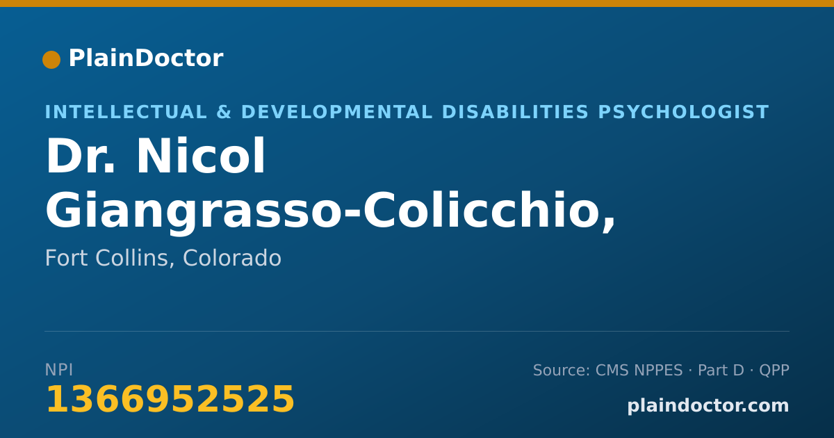 Shareable card for Nicol Giangrasso-Colicchio, PSY.D. - Intellectual & Developmental Disabilities Psychologist, Fort Collins, CO