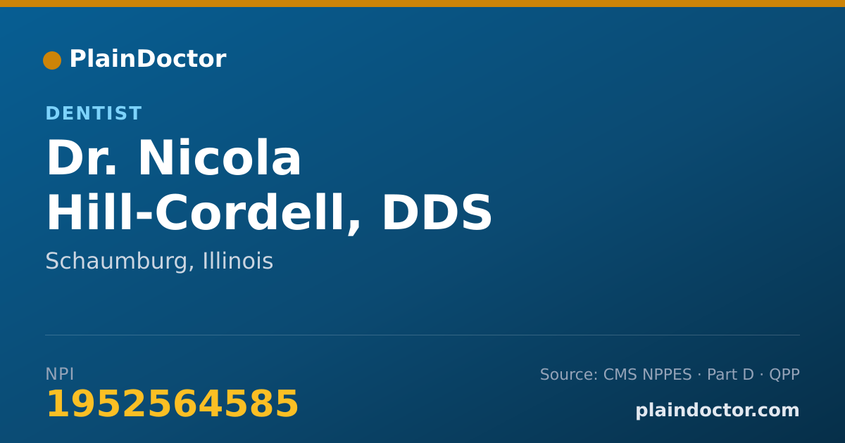 Shareable card for Nicola Hill-Cordell, DDS - Dentist, Schaumburg, IL