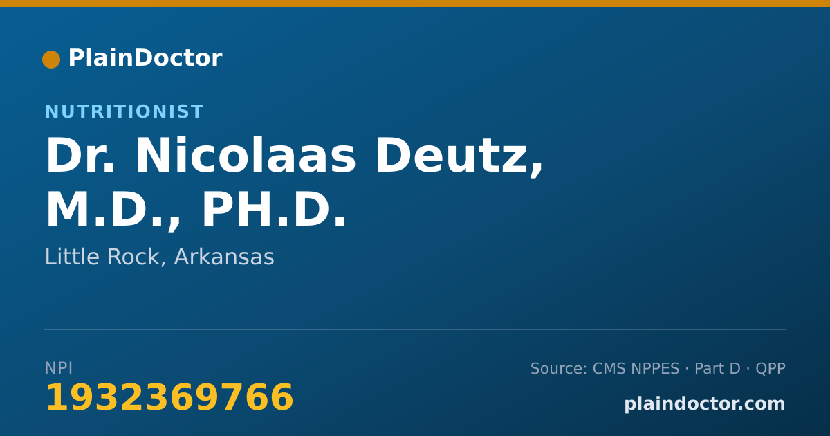 Shareable card for Nicolaas Deutz, M.D., PH.D. - Nutritionist, Little Rock, AR
