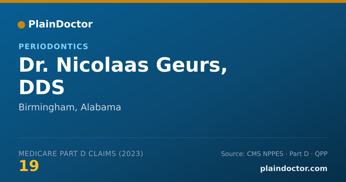 Shareable card for Nicolaas Geurs, DDS - Periodontics, Birmingham, AL