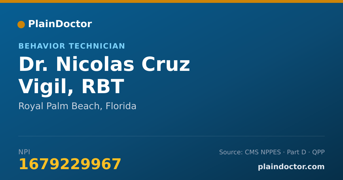 Shareable card for Nicolas Cruz Vigil, RBT - Behavior Technician, Royal Palm Beach, FL