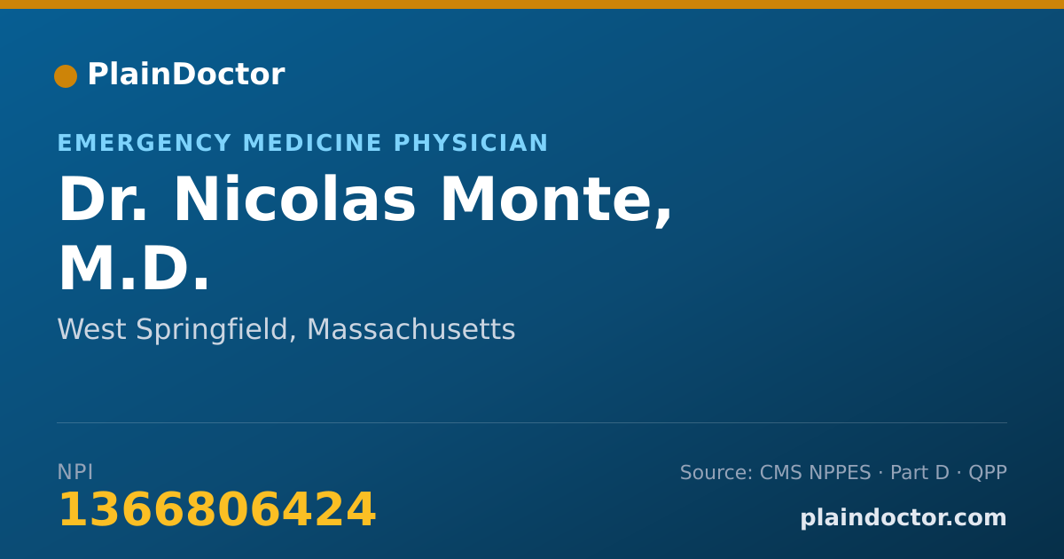 Shareable card for Nicolas Monte, M.D. - Emergency Medicine Physician, West Springfield, MA
