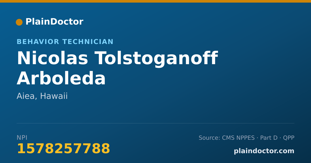 Shareable card for Nicolas Tolstoganoff Arboleda - Behavior Technician, Aiea, HI