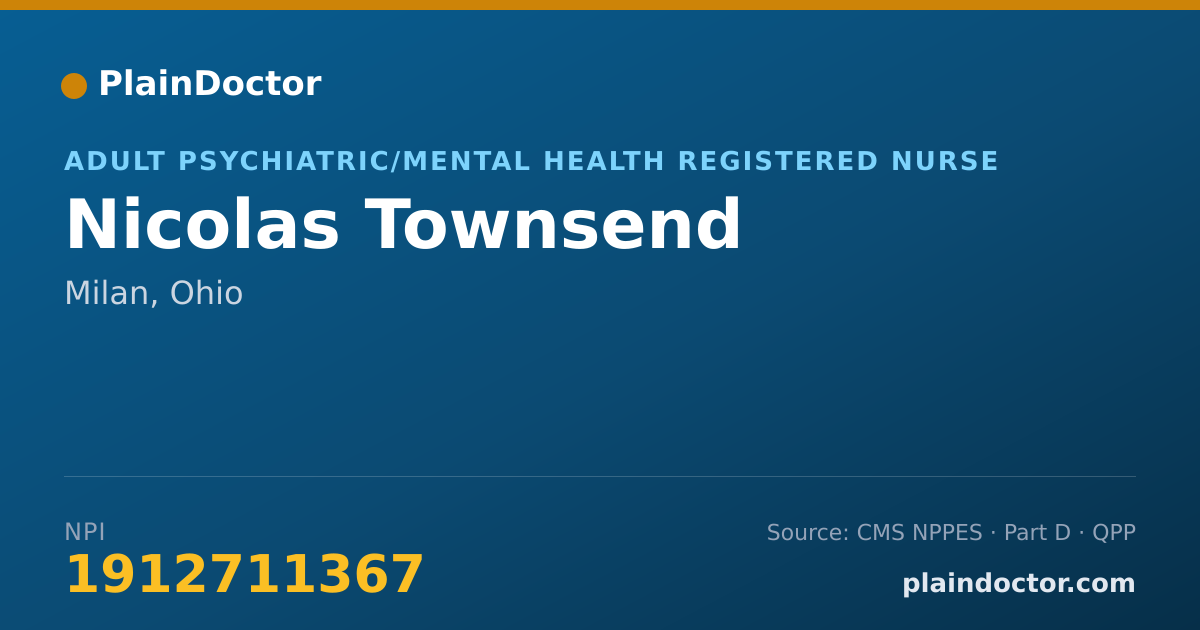 Shareable card for Nicolas Townsend - Adult Psychiatric/Mental Health Registered Nurse, Milan, OH