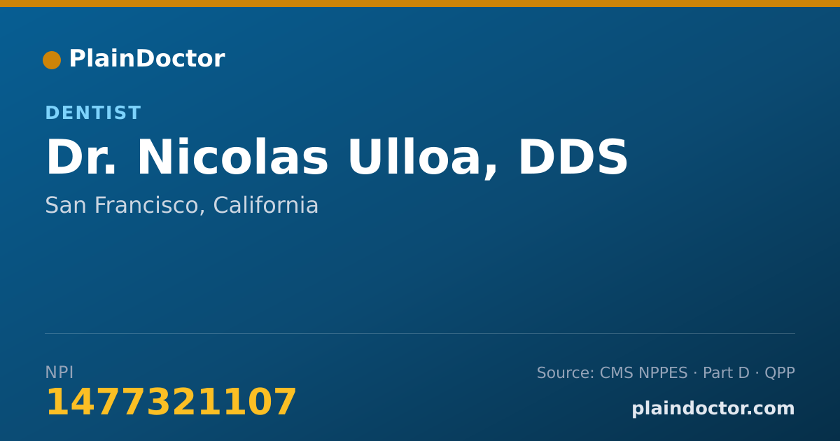 Shareable card for Nicolas Ulloa, DDS - Dentist, San Francisco, CA
