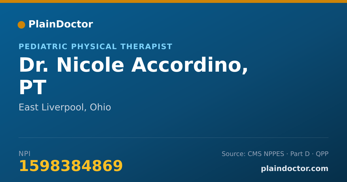 Shareable card for Nicole Accordino, PT - Pediatric Physical Therapist, East Liverpool, OH