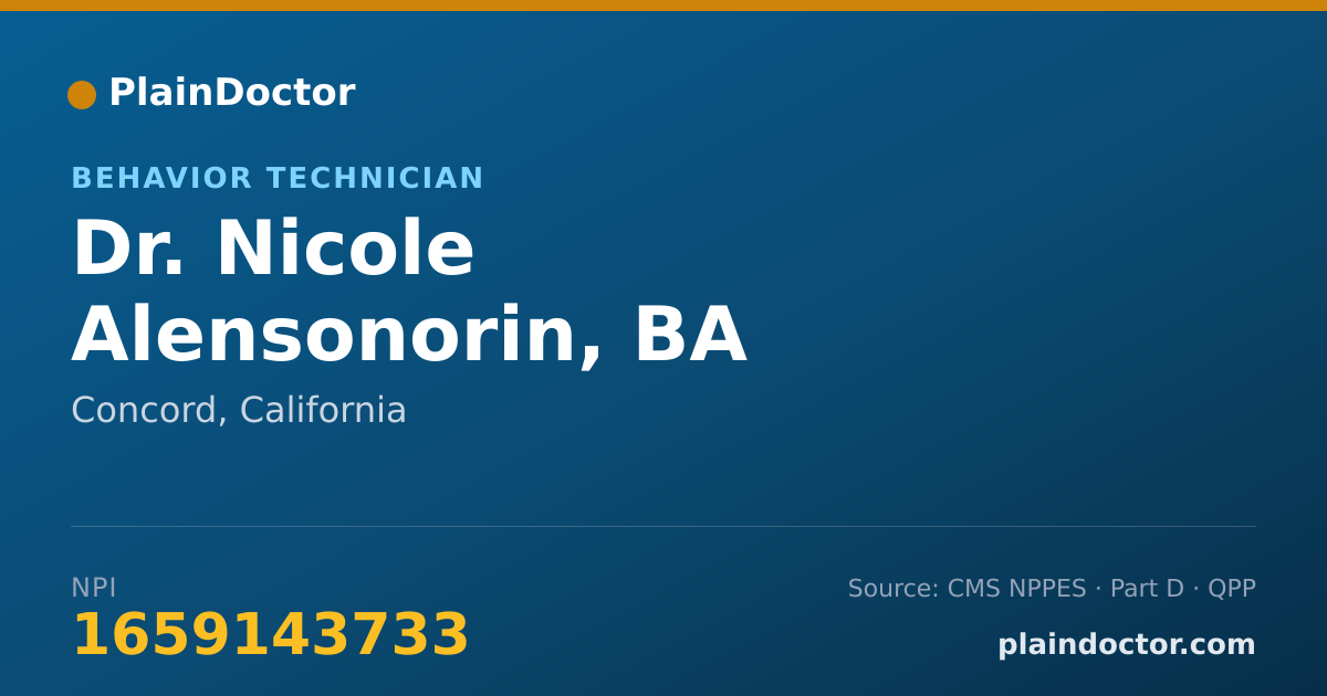 Shareable card for Nicole Alensonorin, BA - Behavior Technician, Concord, CA