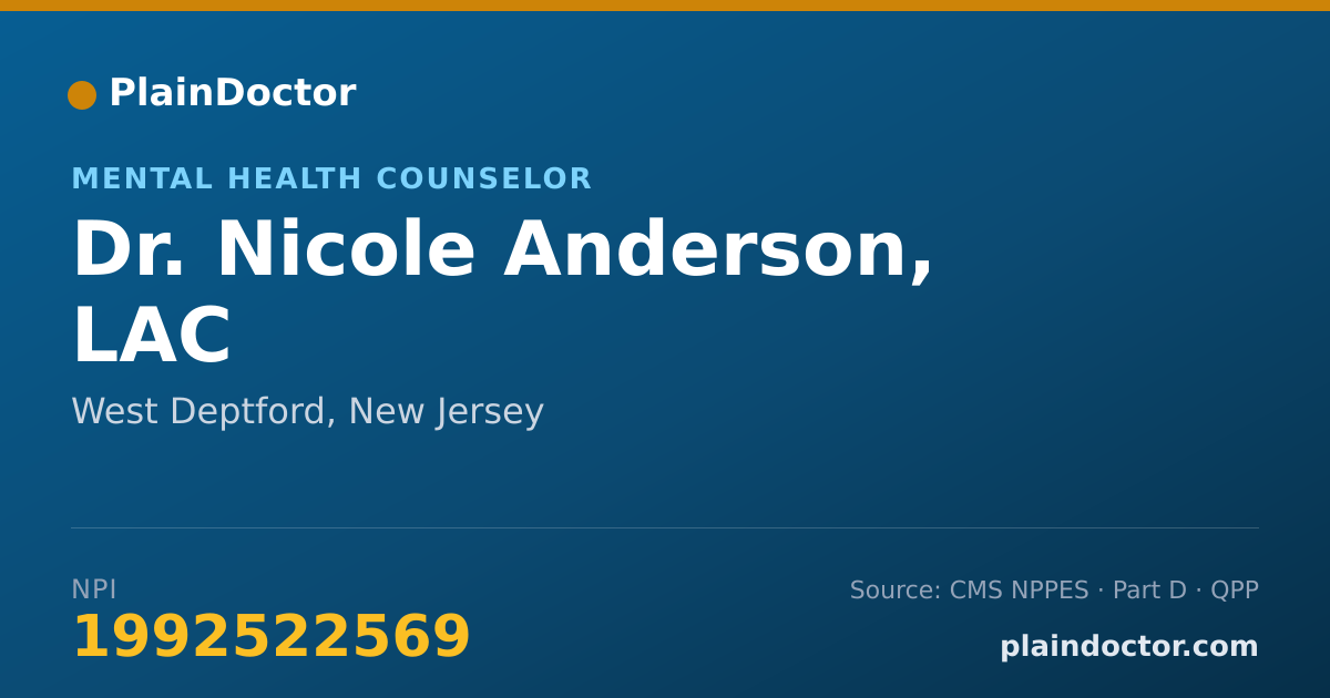 Shareable card for Nicole Anderson, LAC - Mental Health Counselor, West Deptford, NJ