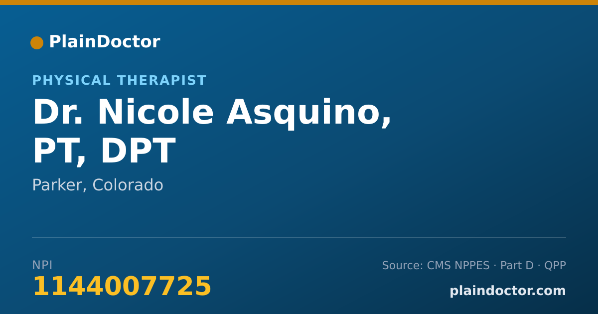 Shareable card for Nicole Asquino, PT, DPT - Physical Therapist, Parker, CO