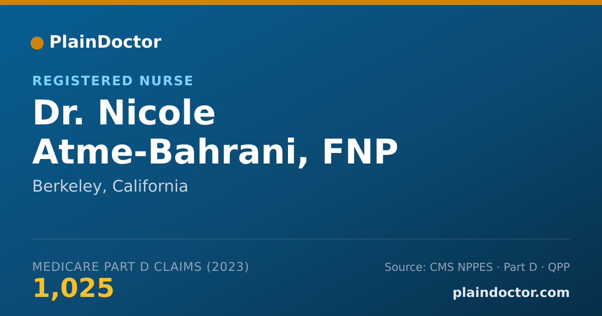 Shareable card for Nicole Atme-Bahrani, FNP - Registered Nurse, Berkeley, CA