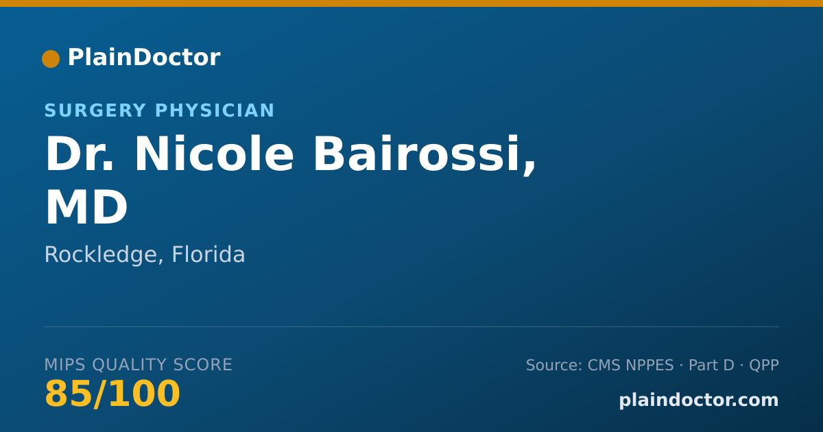 Shareable card for Nicole Bairossi, MD - Surgery Physician, Rockledge, FL