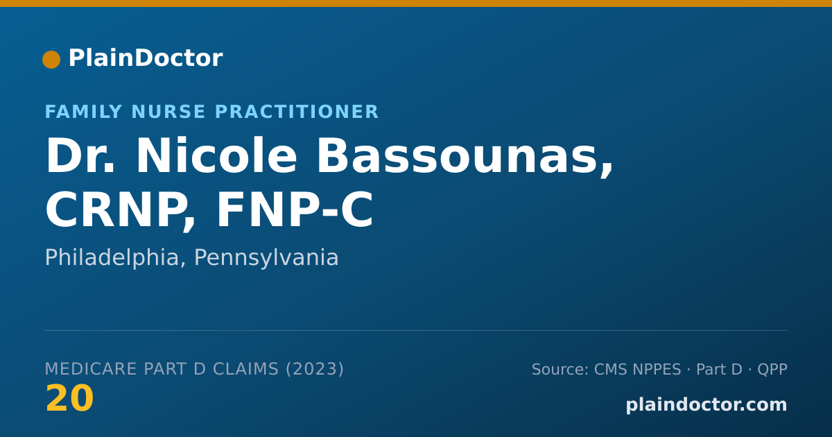 Shareable card for Nicole Bassounas, CRNP, FNP-C - Family Nurse Practitioner, Philadelphia, PA