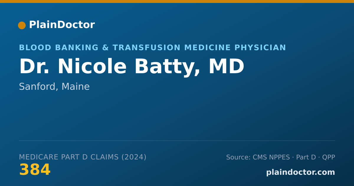 Shareable card for Nicole Batty, MD - Blood Banking & Transfusion Medicine Physician, Sanford, ME