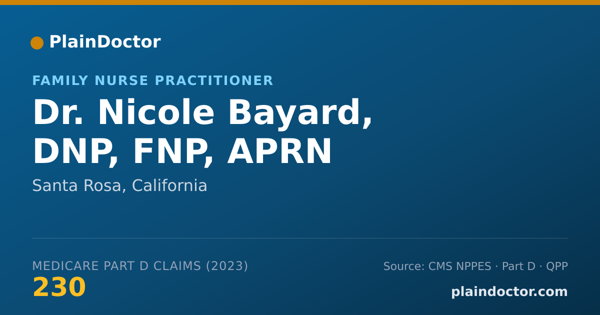 Shareable card for Nicole Bayard, DNP, FNP, APRN - Family Nurse Practitioner, Santa Rosa, CA