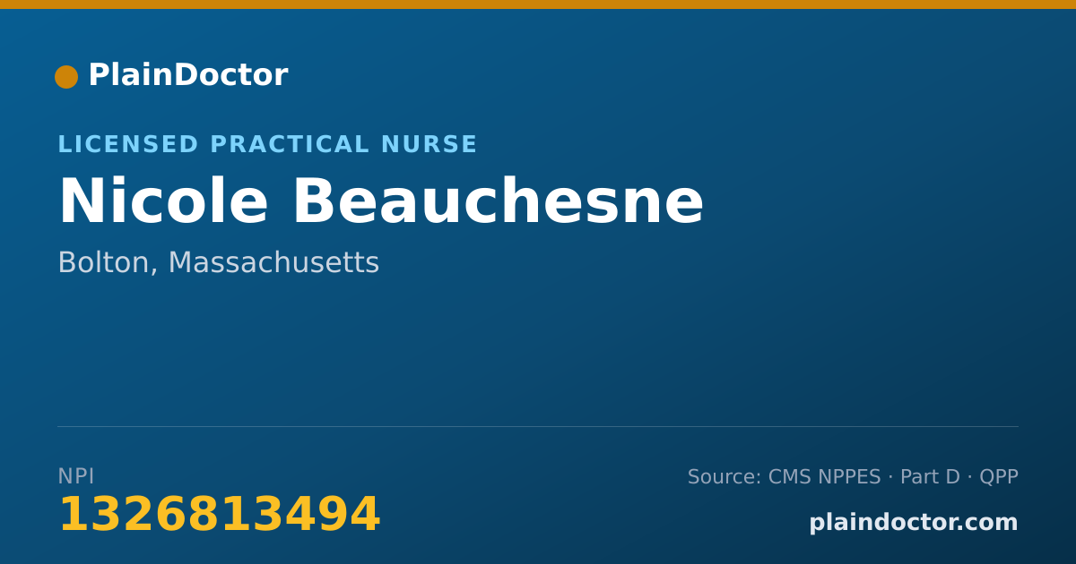 Shareable card for Nicole Beauchesne - Licensed Practical Nurse, Bolton, MA