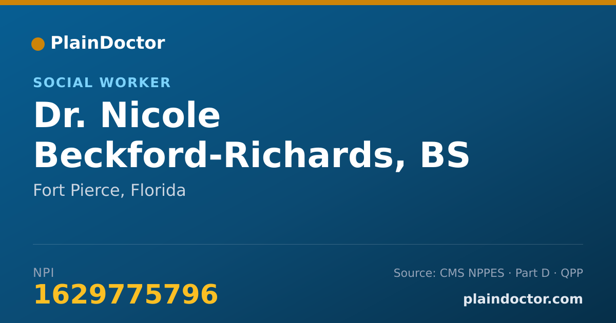 Shareable card for Nicole Beckford-Richards, BS - Social Worker, Fort Pierce, FL
