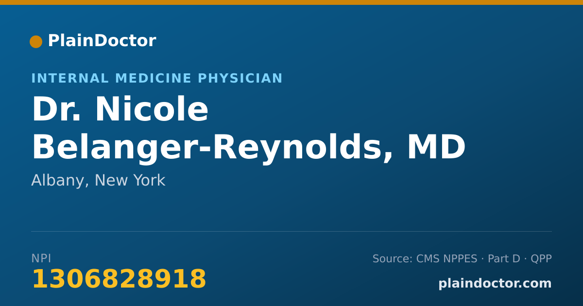 Shareable card for Nicole Belanger-Reynolds, MD - Internal Medicine Physician, Albany, NY