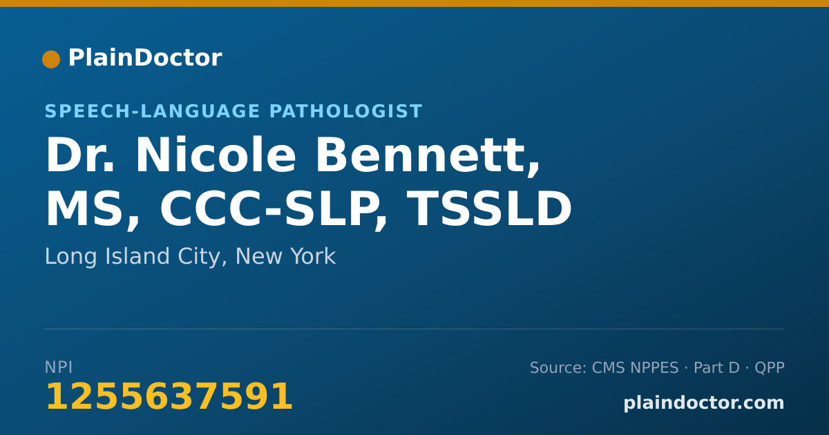 Shareable card for Nicole Bennett, MS, CCC-SLP, TSSLD - Speech-Language Pathologist, Long Island City, NY