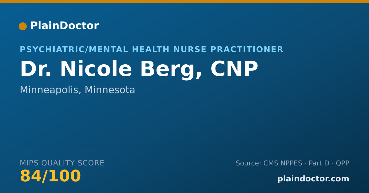 Shareable card for Nicole Berg, CNP - Psychiatric/Mental Health Nurse Practitioner, Minneapolis, MN