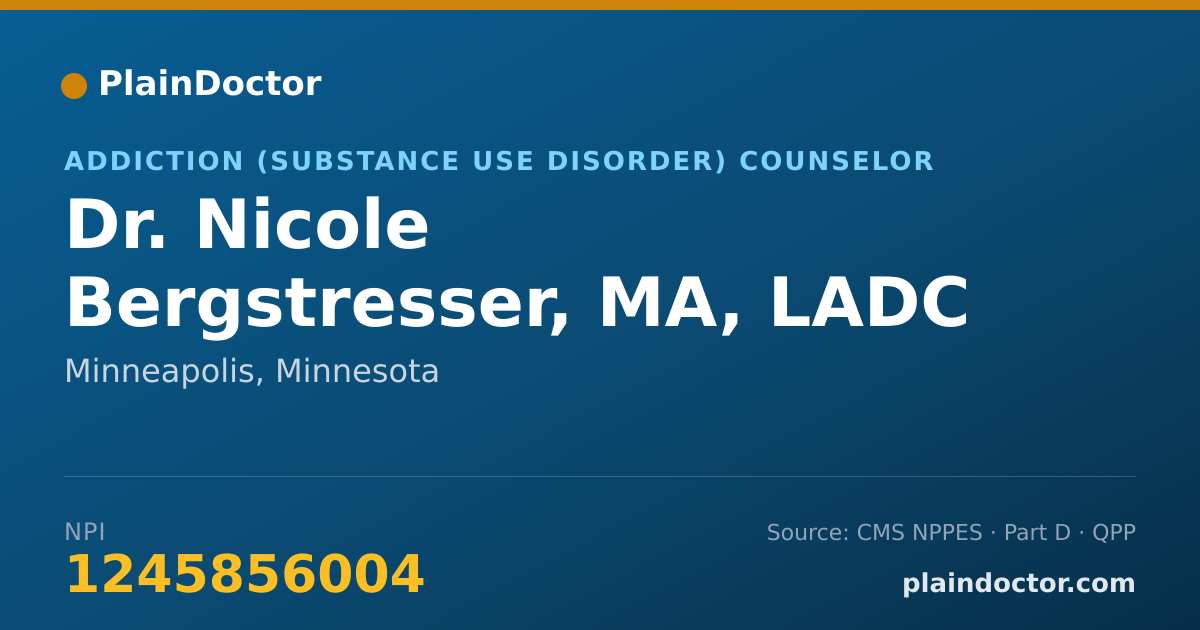 Shareable card for Nicole Bergstresser, MA, LADC - Addiction (Substance Use Disorder) Counselor, Minneapolis, MN