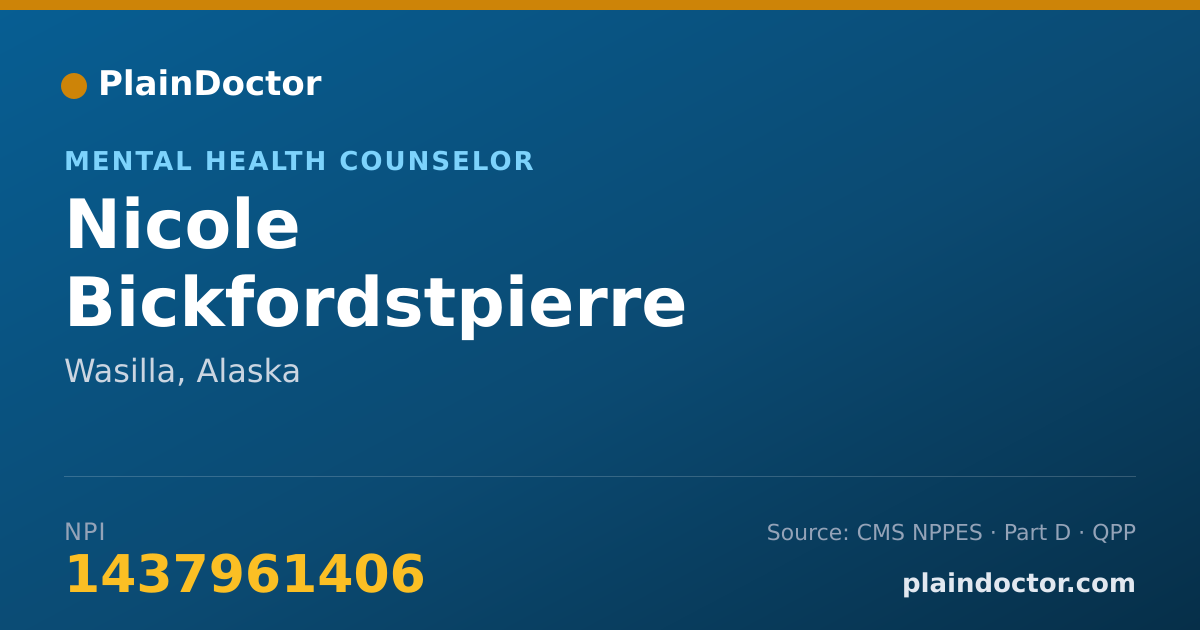 Shareable card for Nicole Bickfordstpierre - Mental Health Counselor, Wasilla, AK