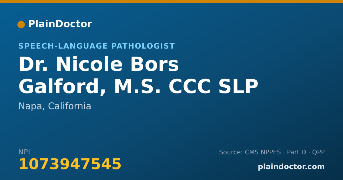 Shareable card for Nicole Bors Galford, M.S. CCC SLP - Speech-Language Pathologist, Napa, CA