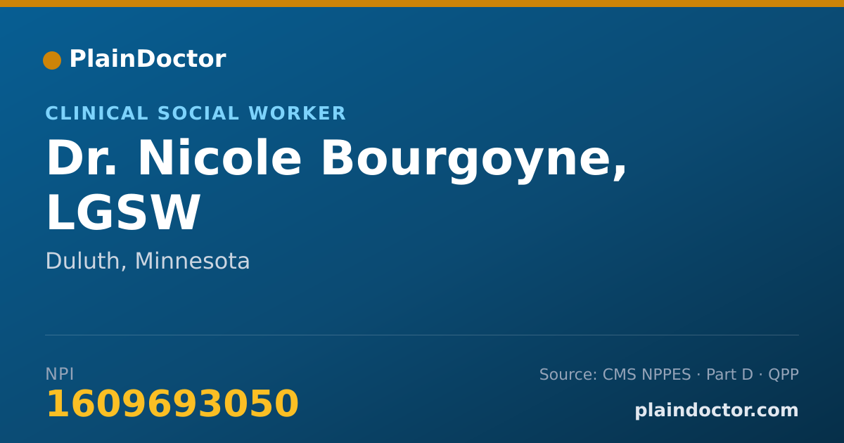 Shareable card for Nicole Bourgoyne, LGSW - Clinical Social Worker, Duluth, MN