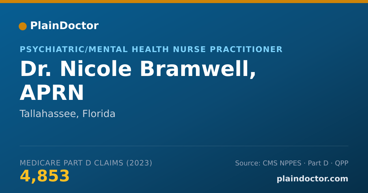 Shareable card for Nicole Bramwell, APRN - Psychiatric/Mental Health Nurse Practitioner, Tallahassee, FL