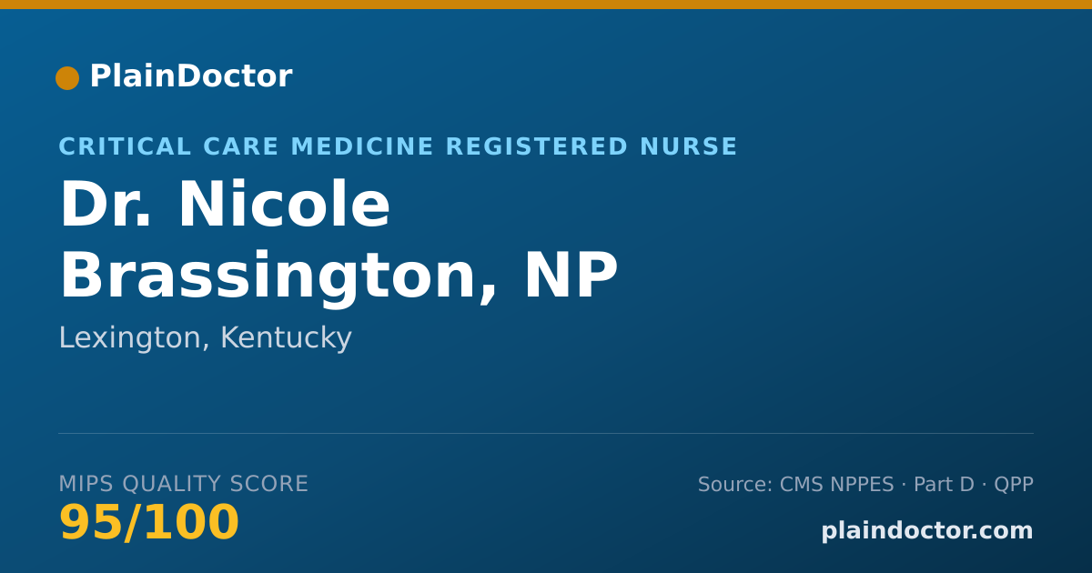 Shareable card for Nicole Brassington, NP - Critical Care Medicine Registered Nurse, Lexington, KY