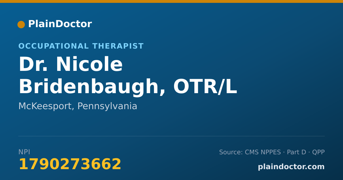 Shareable card for Nicole Bridenbaugh, OTR/L - Occupational Therapist, McKeesport, PA