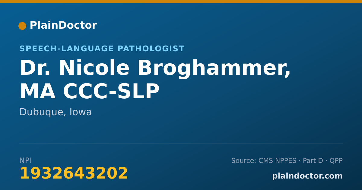 Shareable card for Nicole Broghammer, MA CCC-SLP - Speech-Language Pathologist, Dubuque, IA
