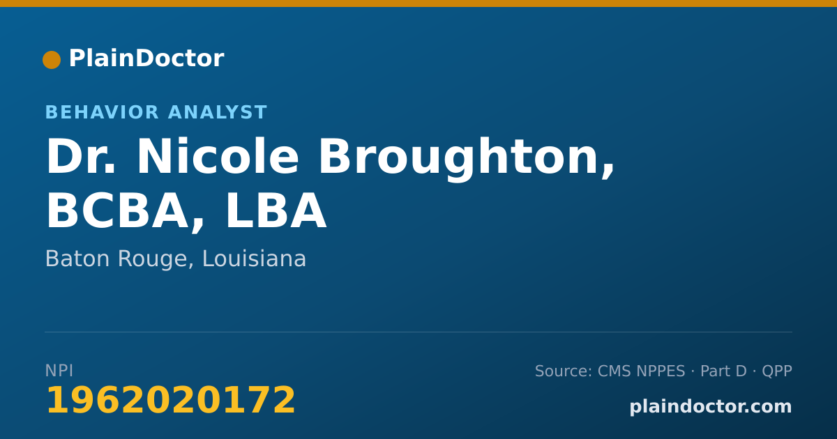 Shareable card for Nicole Broughton, BCBA, LBA - Behavior Analyst, Baton Rouge, LA