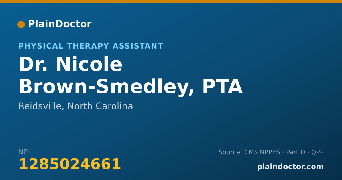 Shareable card for Nicole Brown-Smedley, PTA - Physical Therapy Assistant, Reidsville, NC